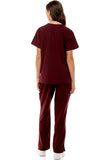 MCS0515 Scrub Sets Women and Man Medical Nursing Uniform 4-Way Stretch 8-Pocket Merlot