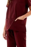 MCS0515 Scrub Sets Women and Man Medical Nursing Uniform 4-Way Stretch 8-Pocket Merlot