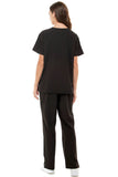 MCS0515 Scrub Sets Women and Man Medical Nursing Uniform 4-Way Stretch 8-Pocket Black