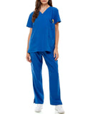 MCS0515 Scrub Sets Women and Man Medical Nursing Uniform 4-Way Stretch 8-Pocket Classic Blue