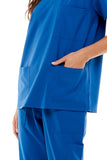 MCS0515 Scrub Sets Women and Man Medical Nursing Uniform 4-Way Stretch 8-Pocket Classic Blue