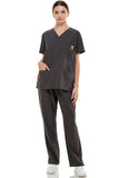 MCS0515 Scrub Sets Women and Man Medical Nursing Uniform 4-Way Stretch 8-Pocket Dark Grey