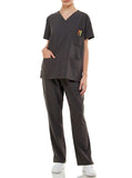 MCS0515 Scrub Sets Women and Man Medical Nursing Uniform 4-Way Stretch 8-Pocket Dark Grey