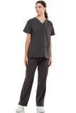 MCS0515 Scrub Sets Women and Man Medical Nursing Uniform 4-Way Stretch 8-Pocket Dark Grey