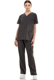 MCS0515 Scrub Sets Women and Man Medical Nursing Uniform 4-Way Stretch 8-Pocket Dark Grey