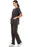 MCS0515 Scrub Sets Women and Man Medical Nursing Uniform 4-Way Stretch 8-Pocket Dark Grey