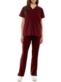 MCS0515 Scrub Sets Women and Man Medical Nursing Uniform 4-Way Stretch 8-Pocket Merlot