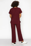 MCS0515 Scrub Sets Women and Man Medical Nursing Uniform 4-Way Stretch 8-Pocket Merlot