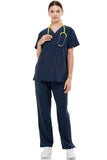 MCS0515 Scrub Sets Women and Man Medical Nursing Uniform 4-Way Stretch 8-Pocket Navy