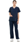 MCS0515 Scrub Sets Women and Man Medical Nursing Uniform 4-Way Stretch 8-Pocket Navy