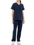 MCS0515 Scrub Sets Women and Man Medical Nursing Uniform 4-Way Stretch 8-Pocket Navy