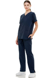 MCS0515 Scrub Sets Women and Man Medical Nursing Uniform 4-Way Stretch 8-Pocket Navy