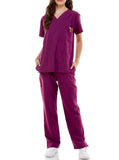 MCS0515 Scrub Sets Women and Man Medical Nursing Uniform 4-Way Stretch 8-Pocket Purple