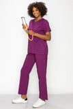 MCS0515 Scrub Sets Women and Man Medical Nursing Uniform 4-Way Stretch 8-Pocket Purple