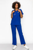 MCS0515 Scrub Sets Women and Man Medical Nursing Uniform 4-Way Stretch 8-Pocket Royal Blue