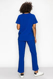 MCS0515 Scrub Sets Women and Man Medical Nursing Uniform 4-Way Stretch 8-Pocket Royal Blue