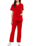 MCS0515 Scrub Sets Women and Man Medical Nursing Uniform 4-Way Stretch 8-Pocket Red