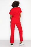 MCS0515 Scrub Sets Women and Man Medical Nursing Uniform 4-Way Stretch 8-Pocket Red