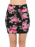 62630 Floral Print Mini Skirt Lining Bodycon