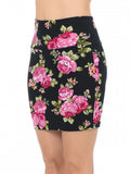 62630 Floral Print Mini Skirt Lining Bodycon