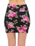 62630 Floral Print Mini Skirt Lining Bodycon