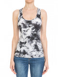 Monotone Tie Dye Print Scoop Neck Racerback Tank Top 72563