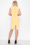 D3514 Sleeveless Midi Dress V-Neck Bodycon Zipper Back