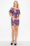 D3620 Floral Off Shoulder Mini Dress Bodycon