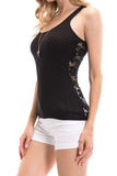 Lace Racerback Ribbed Solid Tank Top Sleeveless Shirts