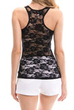 Lace Racerback Ribbed Solid Tank Top Sleeveless Shirts