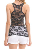 Lace Racerback Ribbed Solid Tank Top Sleeveless Shirts