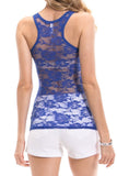 Lace Racerback Ribbed Solid Tank Top Sleeveless Shirts