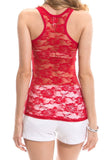 Lace Racerback Ribbed Solid Tank Top Sleeveless Shirts