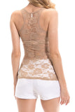 Lace Racerback Ribbed Solid Tank Top Sleeveless Shirts