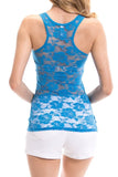 Lace Racerback Ribbed Solid Tank Top Sleeveless Shirts