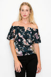 T5446 Off Shoulder Ruffle Bust Sleeveless Top Blouse