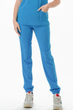 AJ1002 Medical Scrub Set 4 Way Stretch 6 Pockets V-Neck Top Joggers Pants Uniform Turquoise