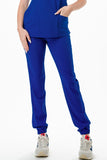 AJ1002 Medical Scrub Set 4 Way Stretch 6 Pockets V-Neck Top Joggers Pants Uniform Royal Blue