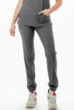 AJ1002 Medical Scrub Set 4 Way Stretch 6 Pockets V-Neck Top Joggers Pants Uniform Dark Grey