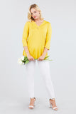 3/4 Sleeve V-Neck Rayon Spandex Flowy Top Button Detail Loose Fit MT10978