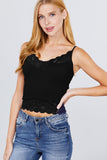 V-neck Lace Detail Ribbed Seamless CAMI TOP S-L T11392