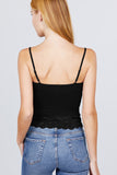 V-neck Lace Detail Ribbed Seamless CAMI TOP S-L T11392