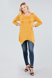 3/4 Sleeve Round Neck Rayon Spandex Flowy Top Loose Fit MT10973