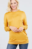 MT10979 Long Dolman Sleeve Top Round Neck Button Loose Fit