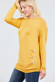 MT10979 Long Dolman Sleeve Top Round Neck Button Loose Fit