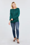 MT10979 Long Dolman Sleeve Top Round Neck Button Loose Fit