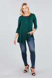 3/4 Sleeve Round Neck Rayon Spandex Flowy Top Loose Fit MT10973