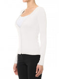 Deep V-Neck Fine Guage Cardigan Sweater With Sleeve Button 65609