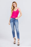 V-neck Lace Detail Ribbed Seamless CAMI TOP S-L T11392