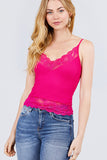 V-neck Lace Detail Ribbed Seamless CAMI TOP S-L T11392